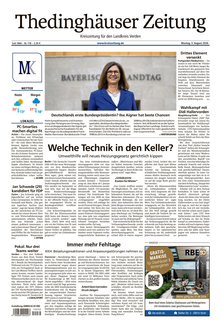 Thedinghäuser Zeitung vom Montag, 03.08.2026