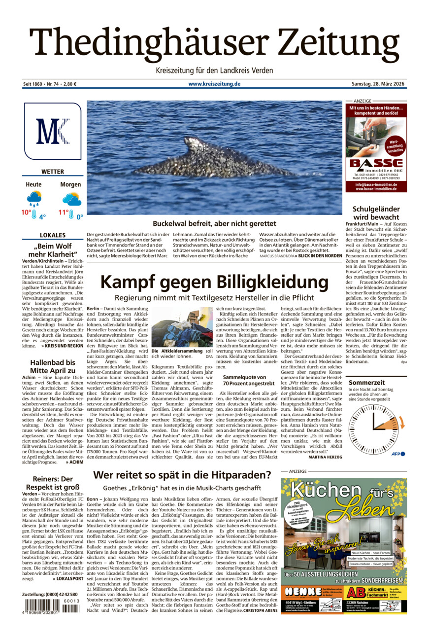 Thedinghäuser Zeitung vom Samstag, 28.03.2026