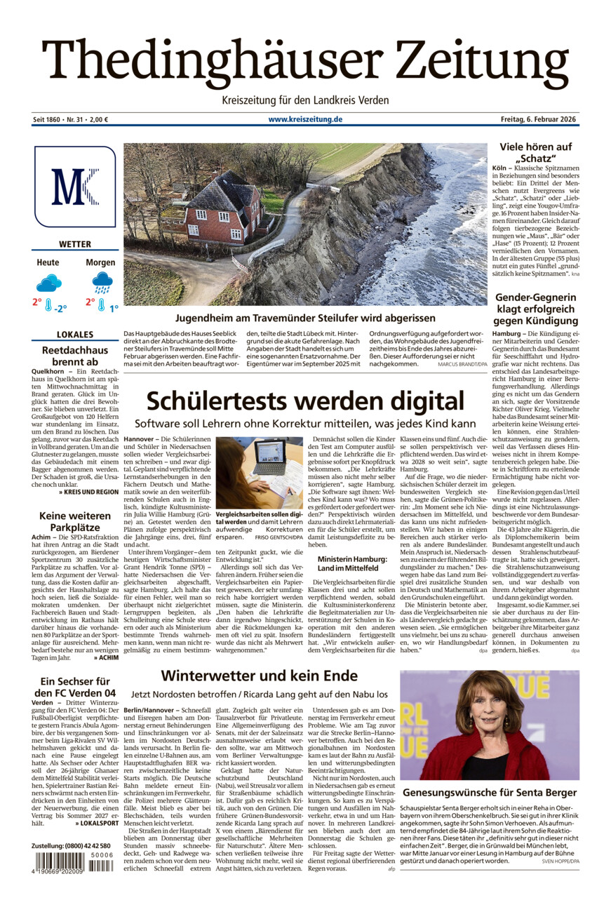 Thedinghäuser Zeitung vom Freitag, 06.02.2026