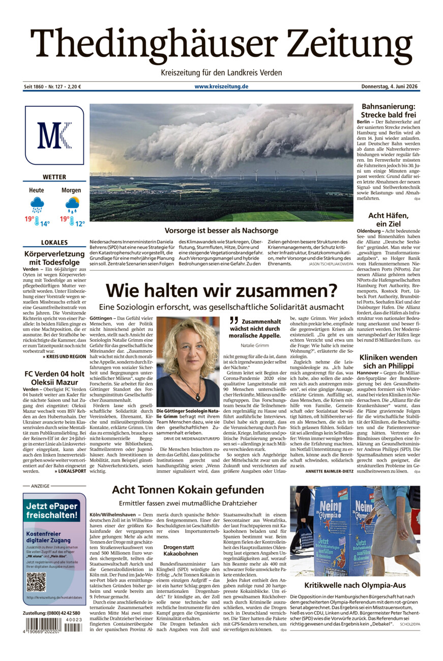 Thedinghäuser Zeitung vom Donnerstag, 04.06.2026