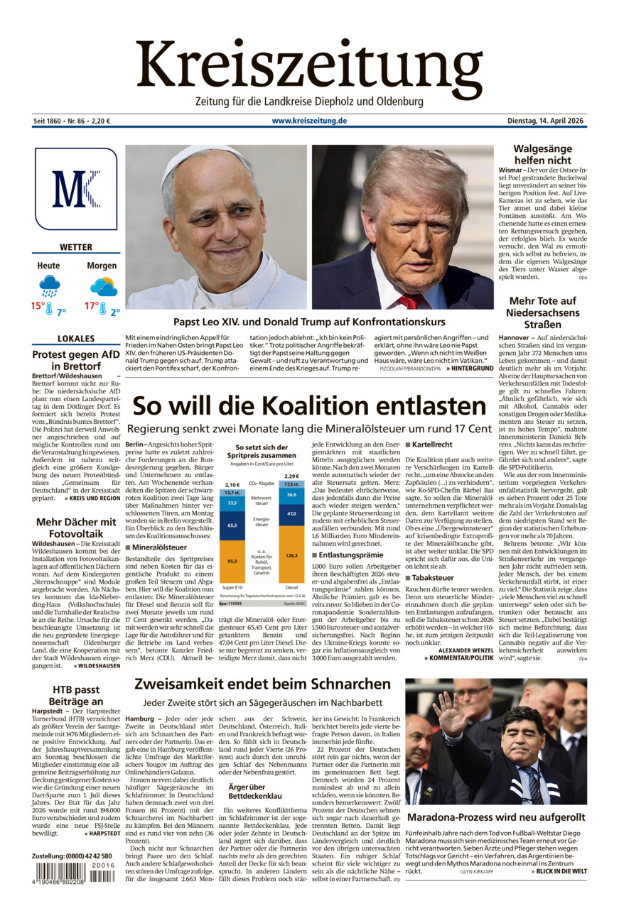 Kreiszeitung Kreis Oldenburg vom Dienstag, 14.04.2026
