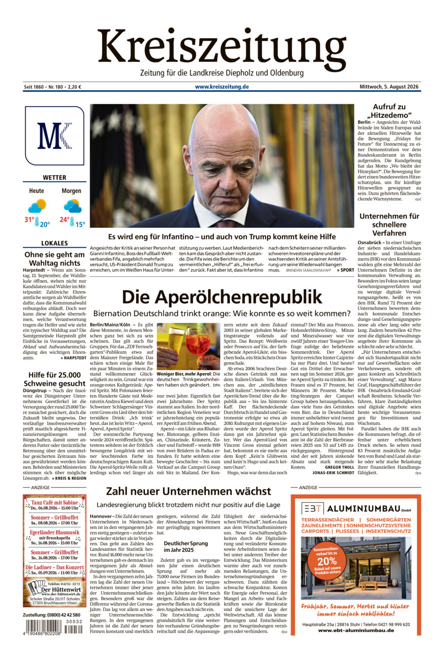 Kreiszeitung Kreis Oldenburg vom Mittwoch, 05.08.2026