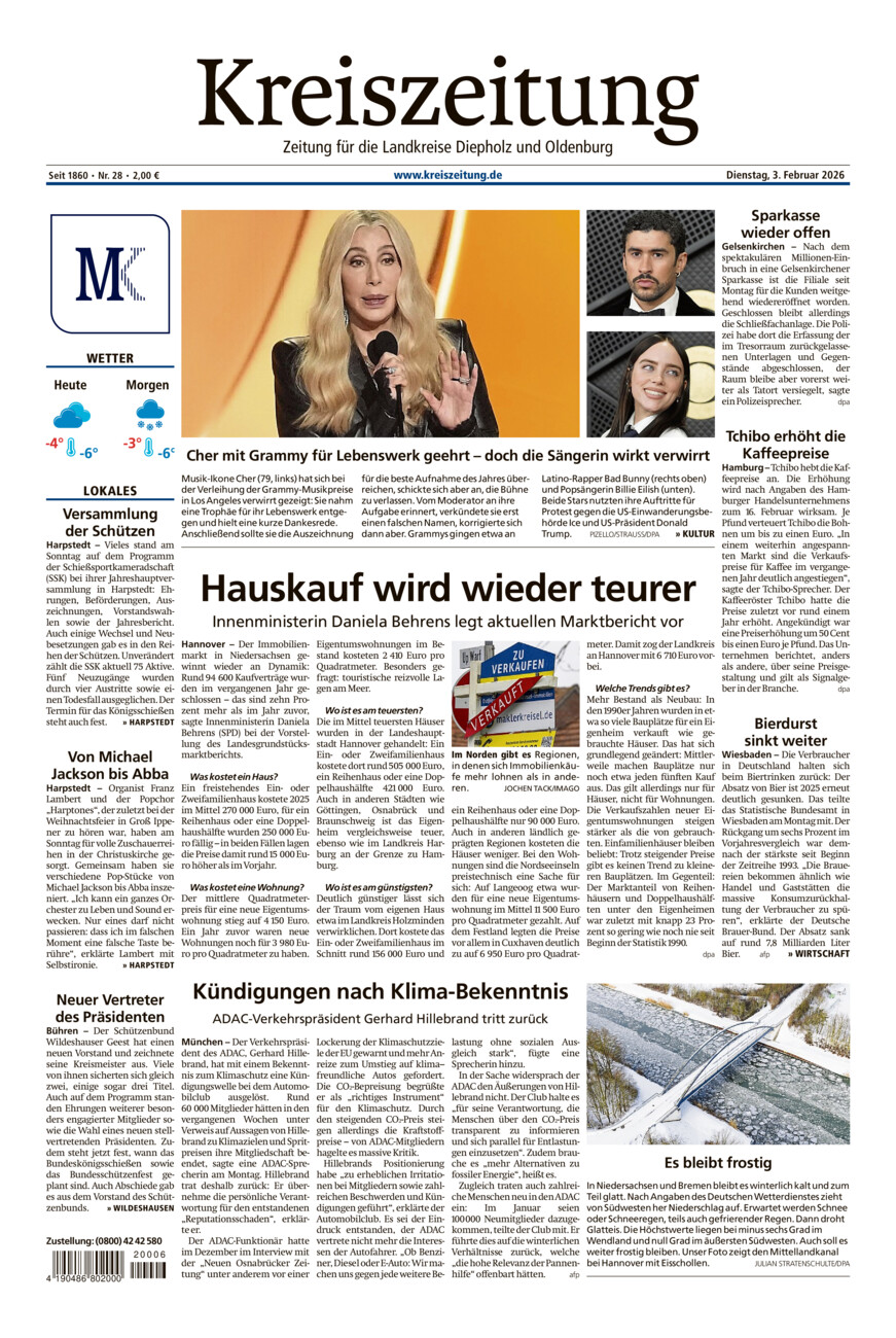 Kreiszeitung Kreis Oldenburg vom Dienstag, 03.02.2026