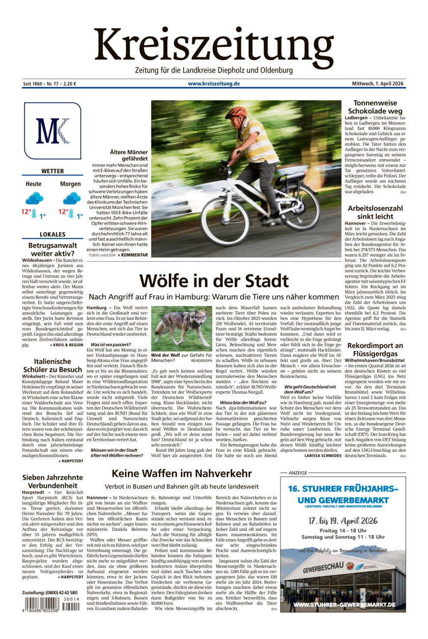 Kreiszeitung Kreis Oldenburg vom Mittwoch, 01.04.2026