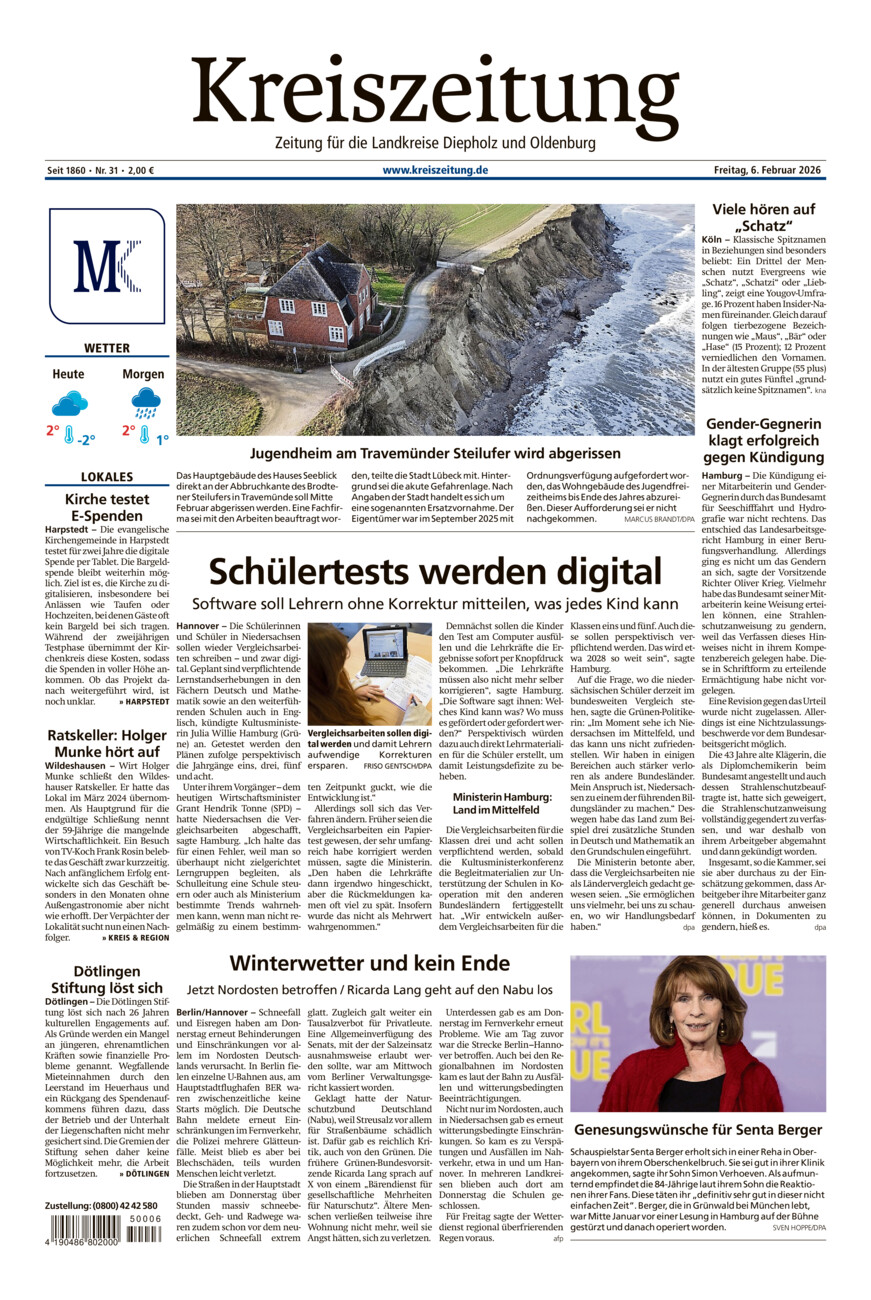 Kreiszeitung Kreis Oldenburg vom Freitag, 06.02.2026