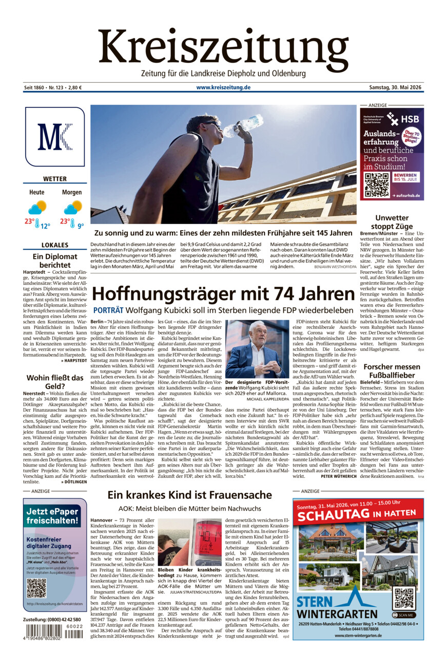 Kreiszeitung Kreis Oldenburg vom Samstag, 30.05.2026