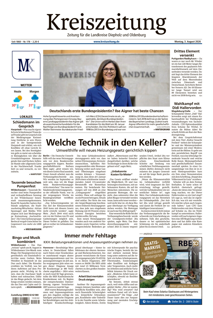 Kreiszeitung Kreis Oldenburg vom Montag, 03.08.2026