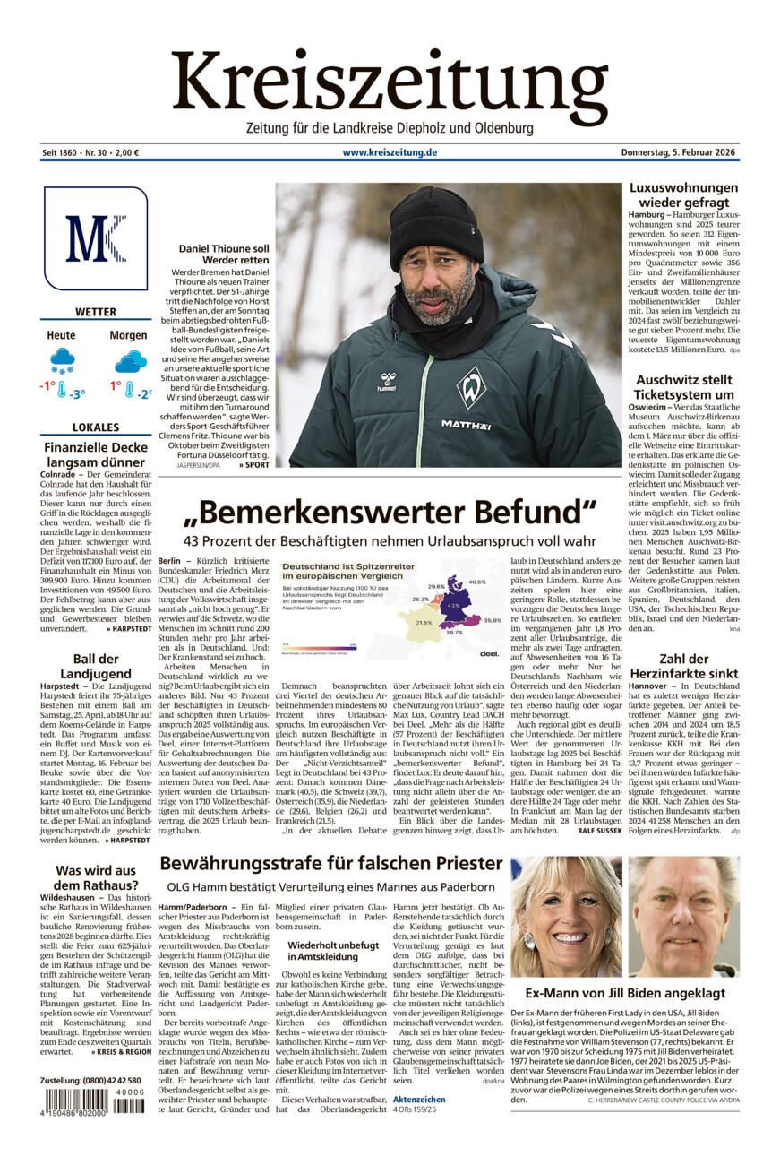 Kreiszeitung Kreis Oldenburg vom Donnerstag, 05.02.2026
