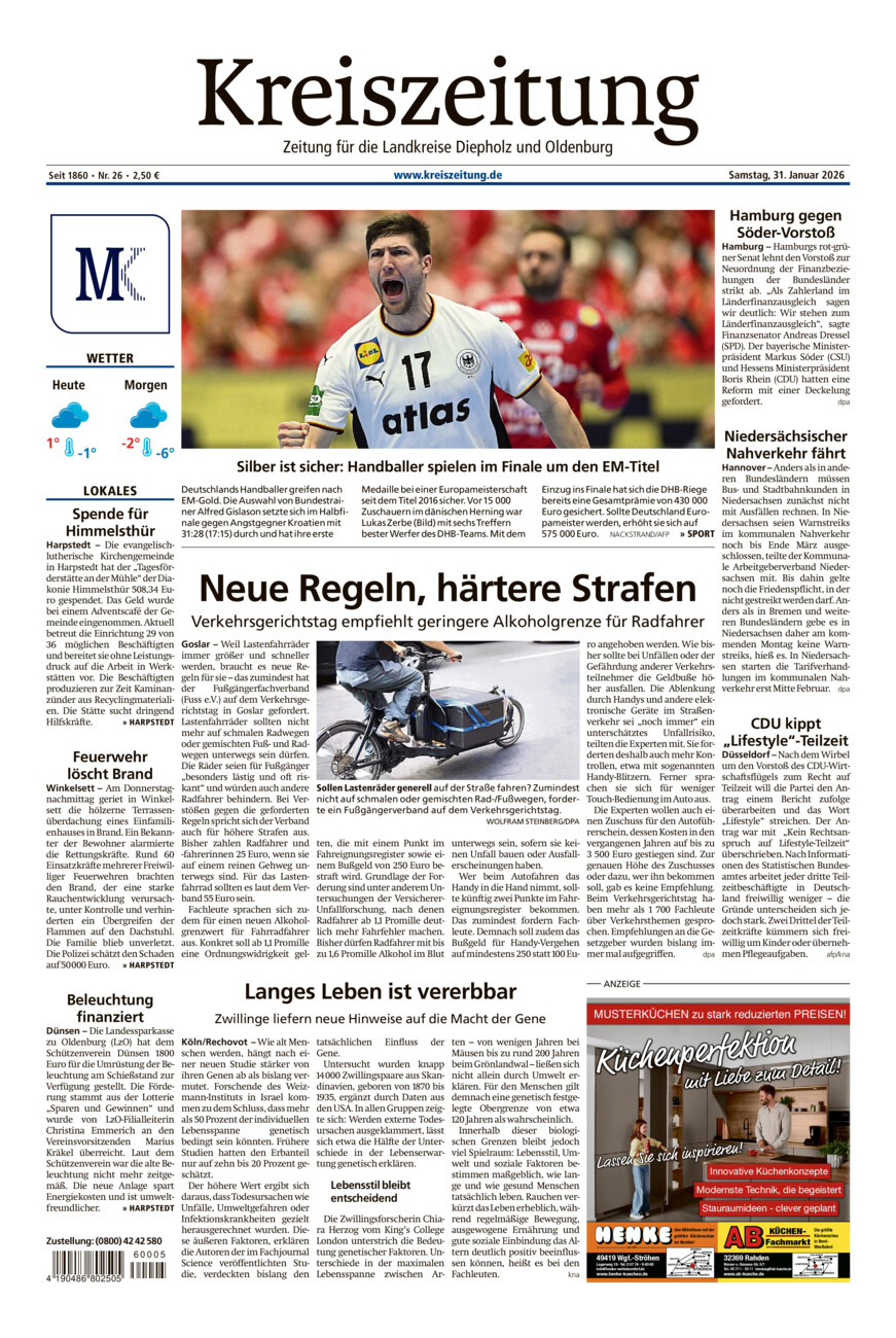 Kreiszeitung Kreis Oldenburg vom Samstag, 31.01.2026