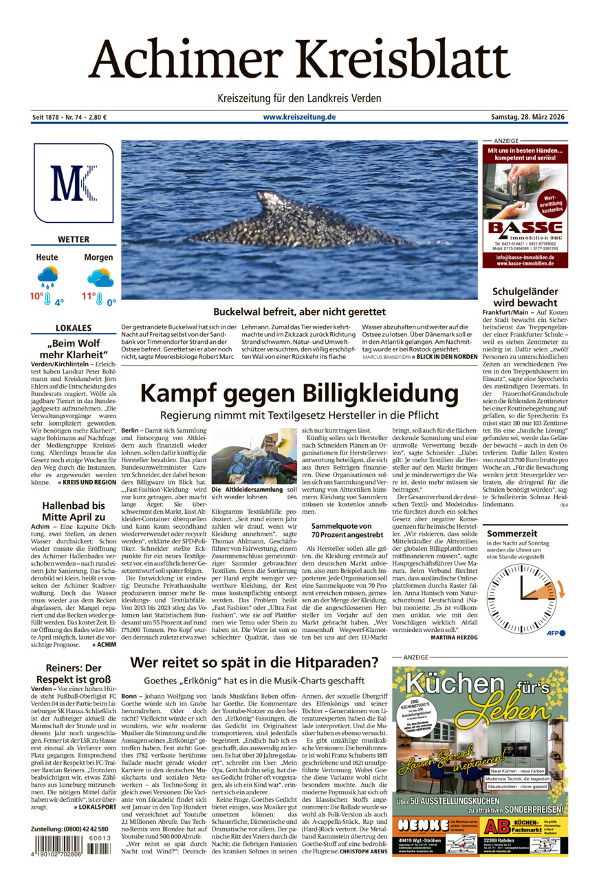 Achimer Kreisblatt vom Samstag, 28.03.2026