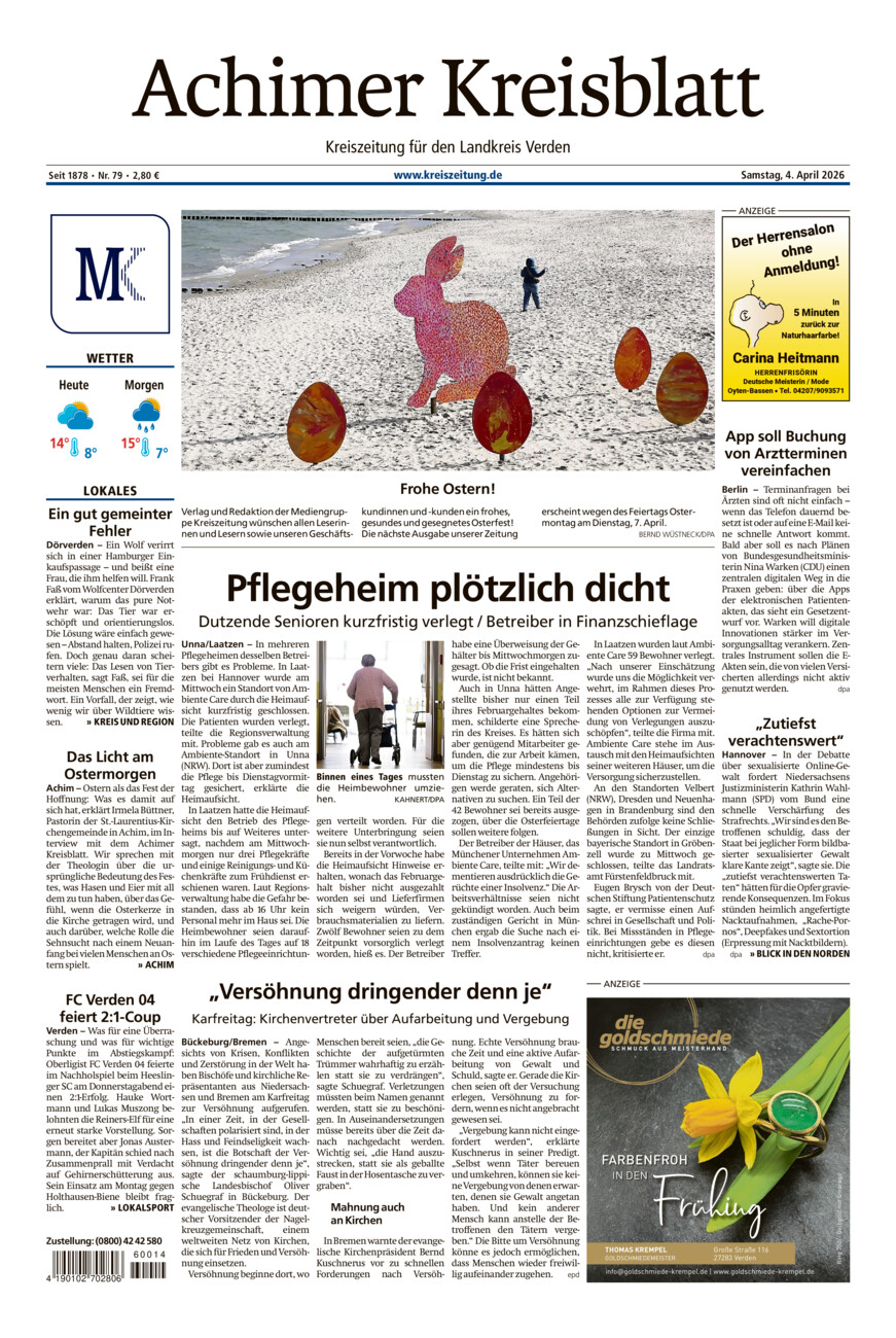 Achimer Kreisblatt vom Samstag, 04.04.2026