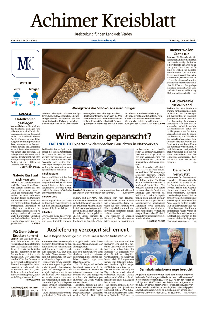 Achimer Kreisblatt vom Samstag, 18.04.2026