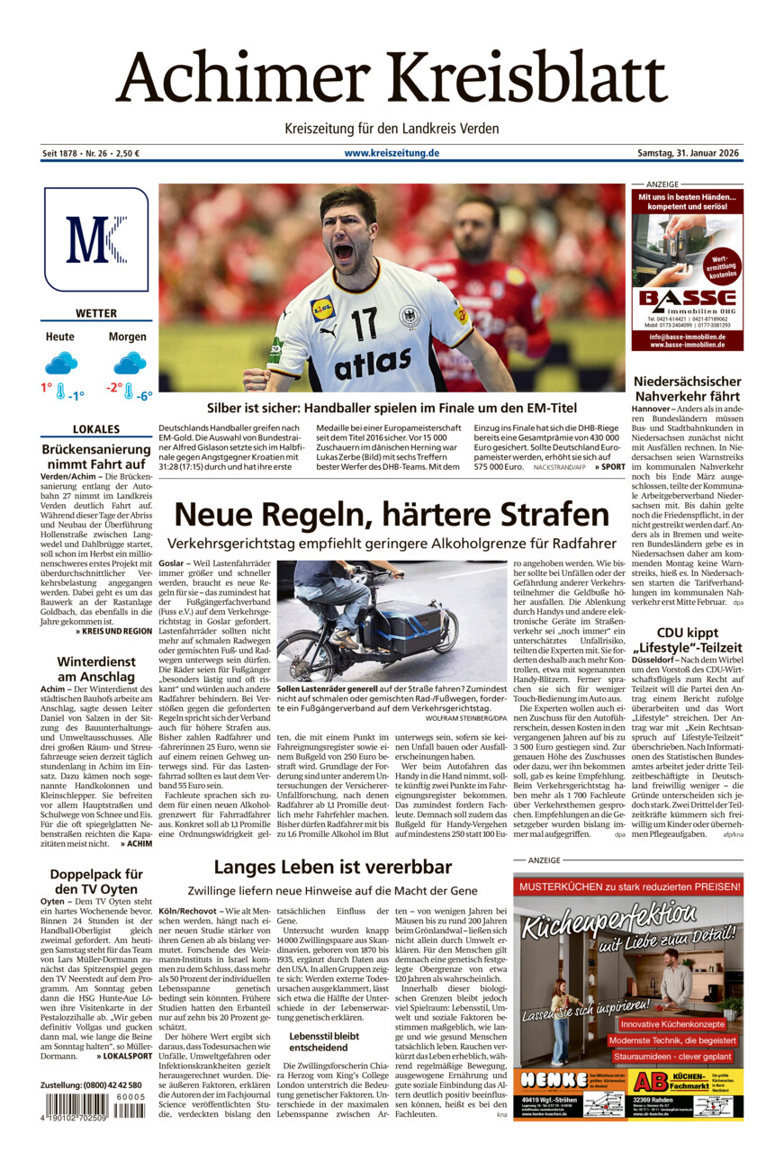 Achimer Kreisblatt vom Samstag, 31.01.2026