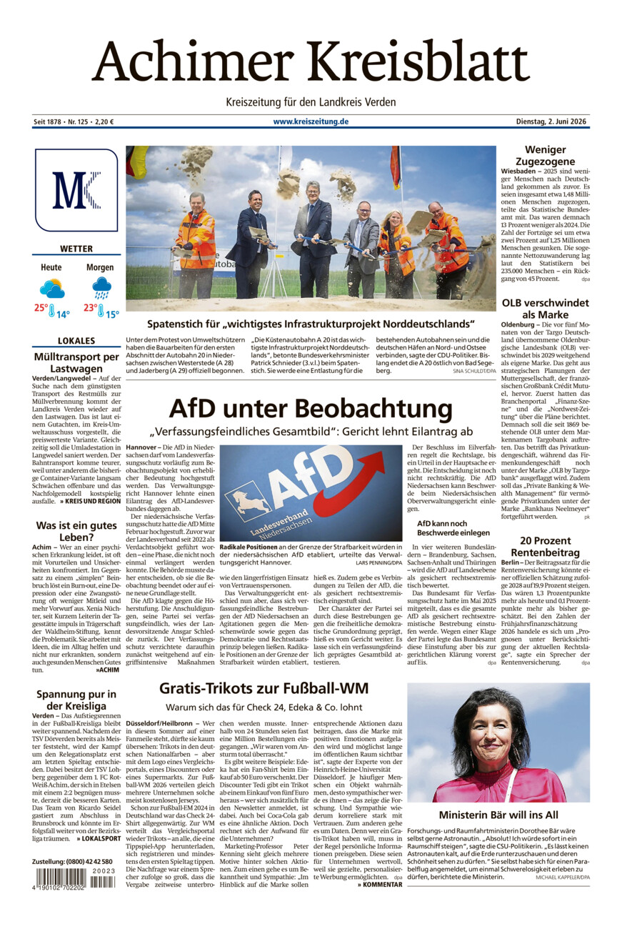 Achimer Kreisblatt vom Dienstag, 02.06.2026