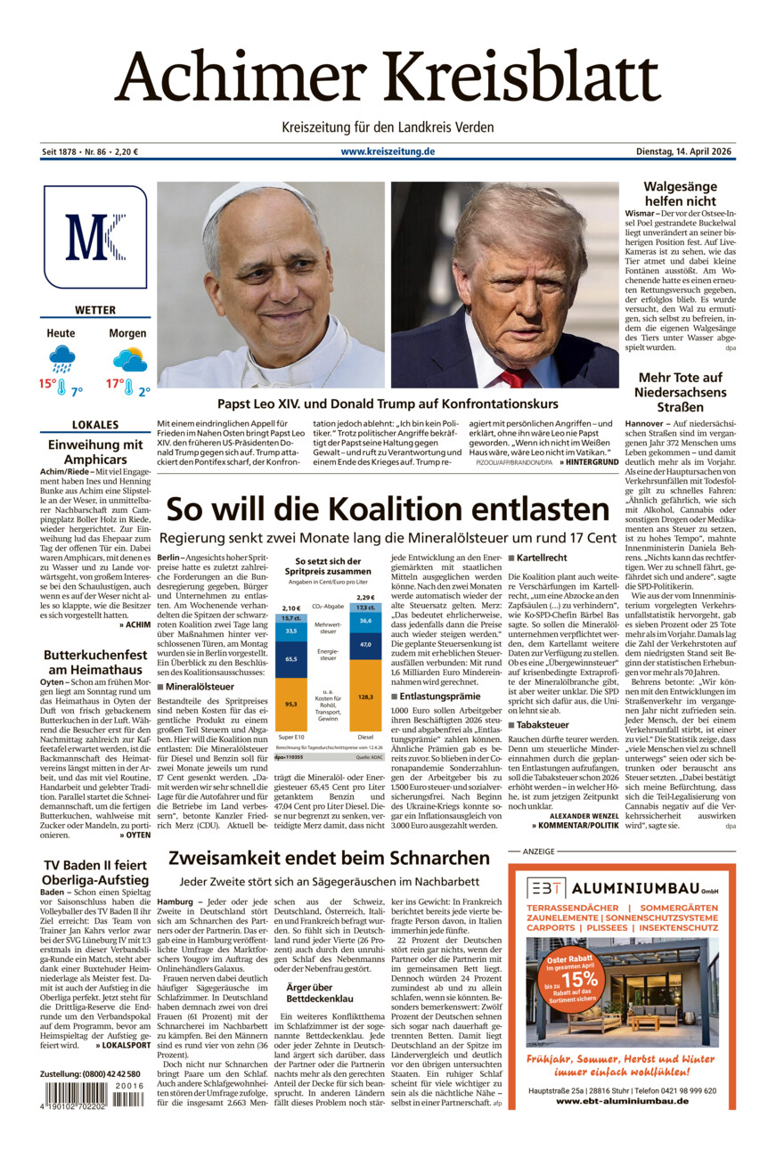 Achimer Kreisblatt vom Dienstag, 14.04.2026