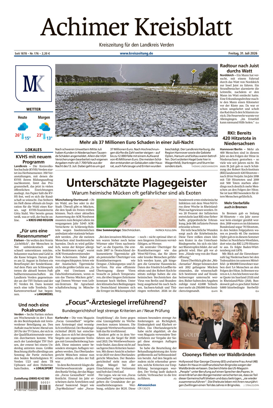 Achimer Kreisblatt vom Freitag, 31.07.2026