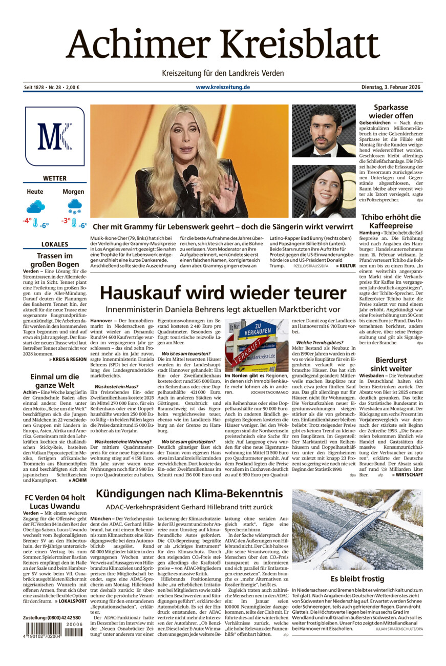 Achimer Kreisblatt vom Dienstag, 03.02.2026