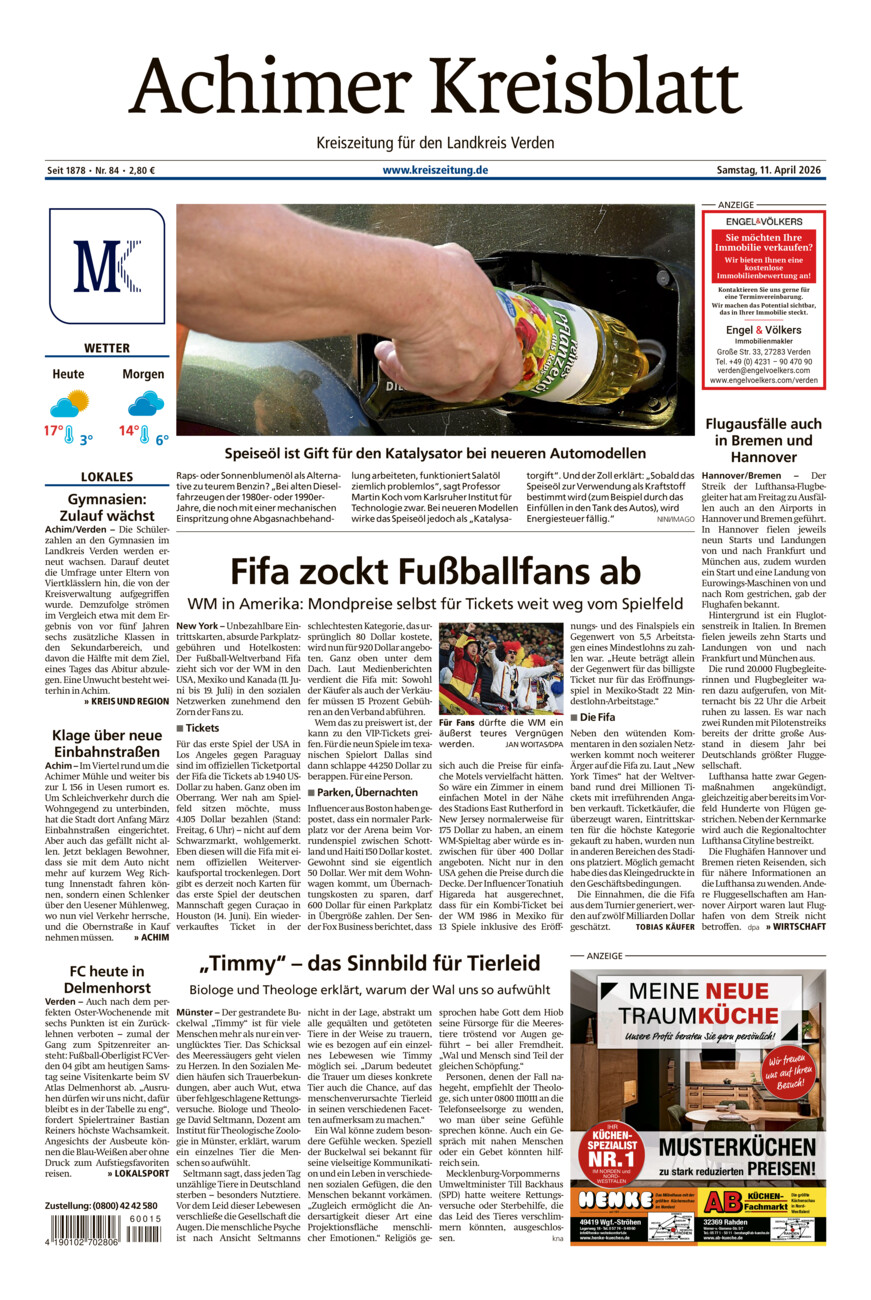 Achimer Kreisblatt vom Samstag, 11.04.2026